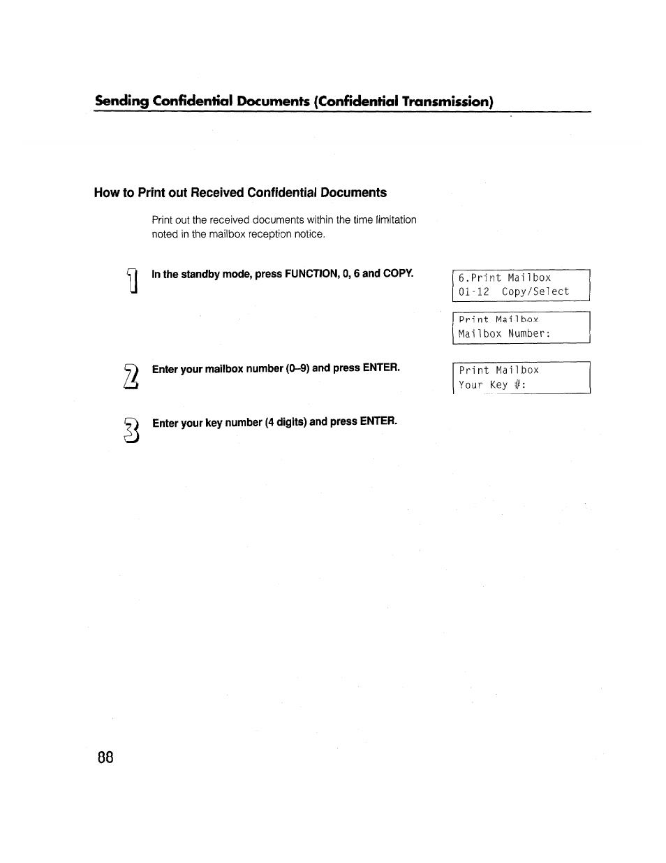 How to print out received confidential documents | Brother FAX-2000P User Manual | Page 100 / 162