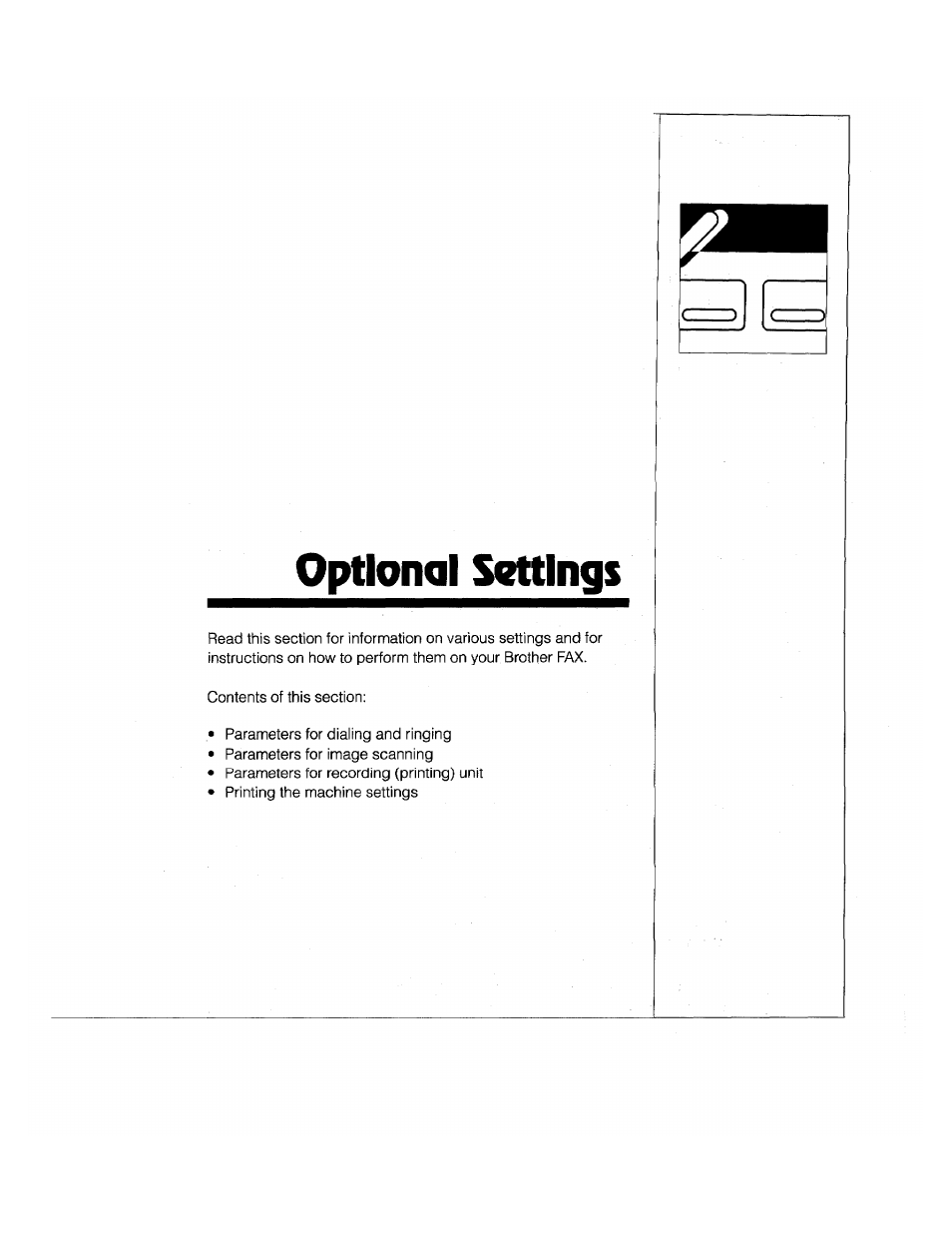 Optional settings | Brother FAX-2000P User Manual | Page 125 / 162