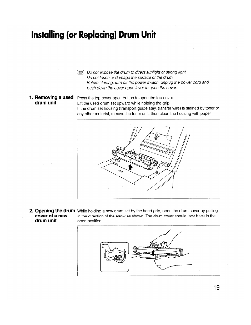 Installing (or replacing) drum unit | Brother FAX-2000P User Manual | Page 31 / 162