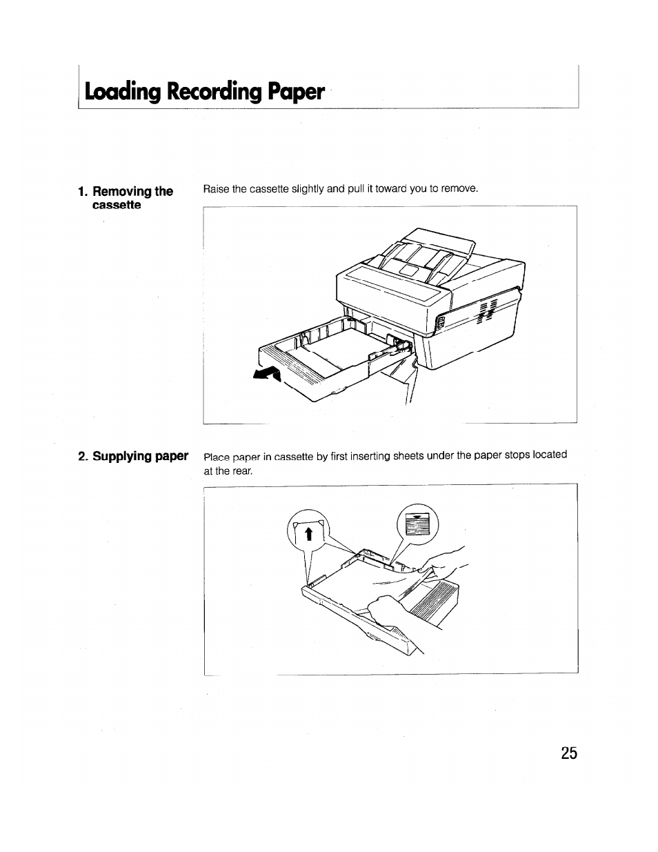 Loading recording paper | Brother FAX-2000P User Manual | Page 37 / 162