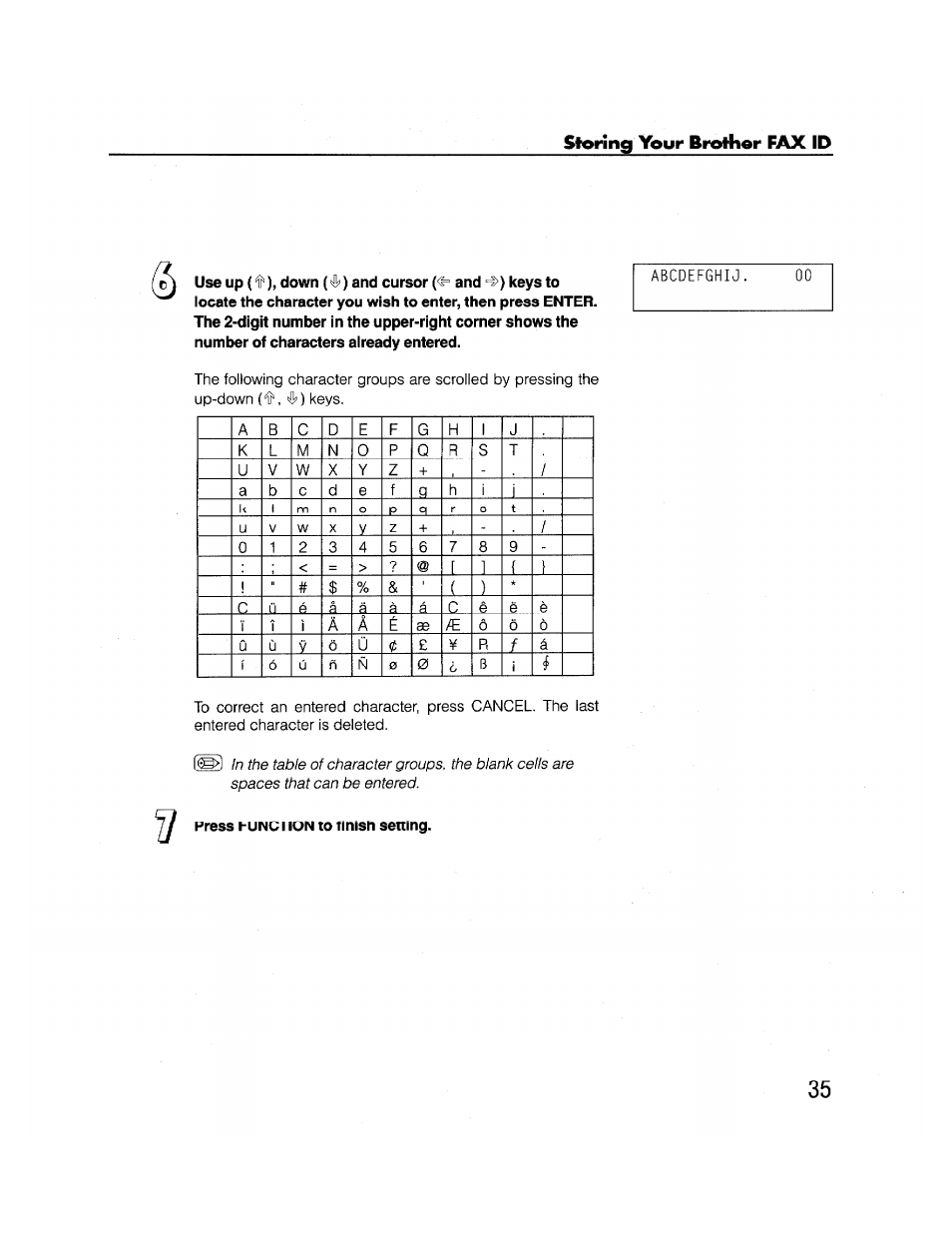 Press function to finish setting | Brother FAX-2000P User Manual | Page 47 / 162
