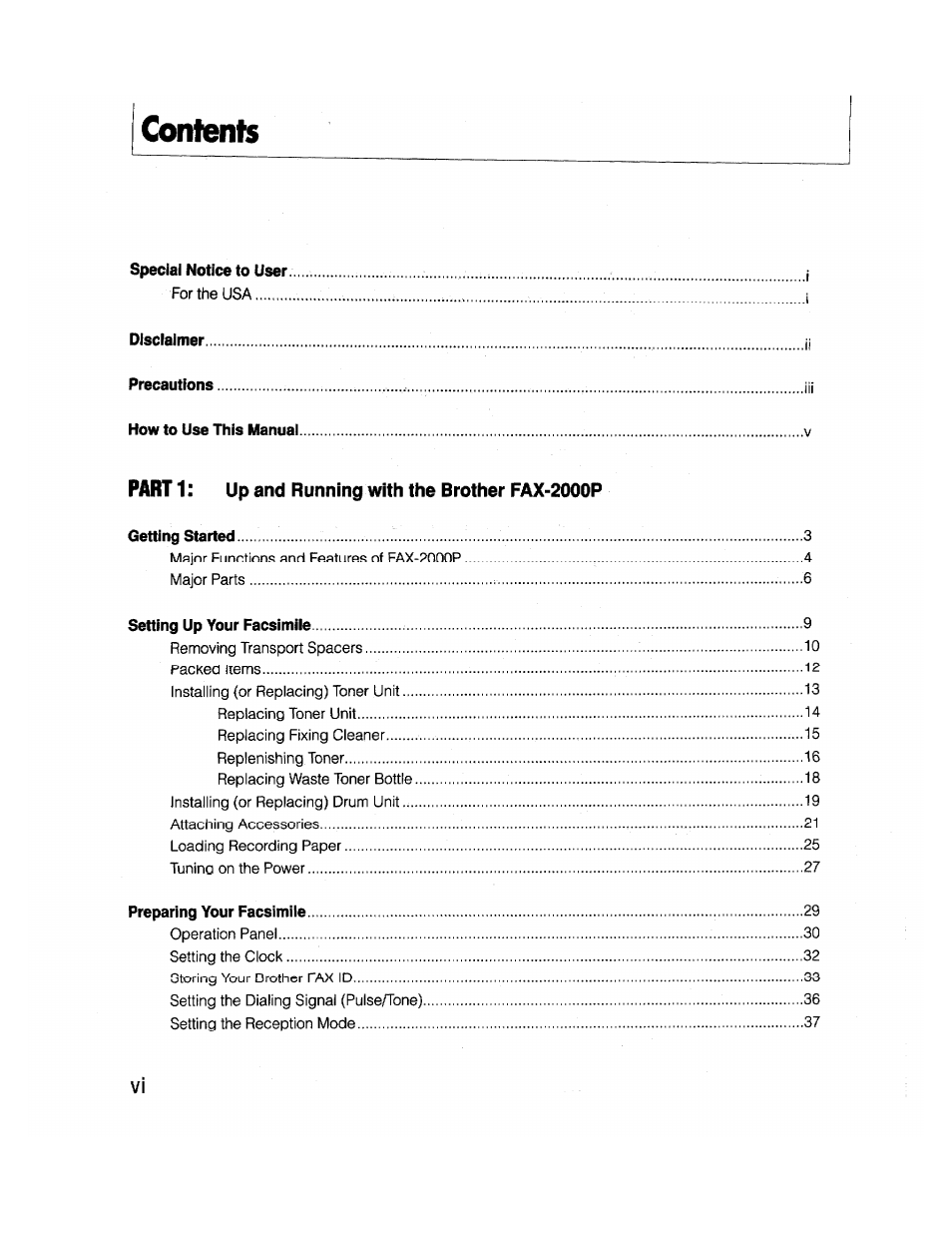 Brother FAX-2000P User Manual | Page 8 / 162