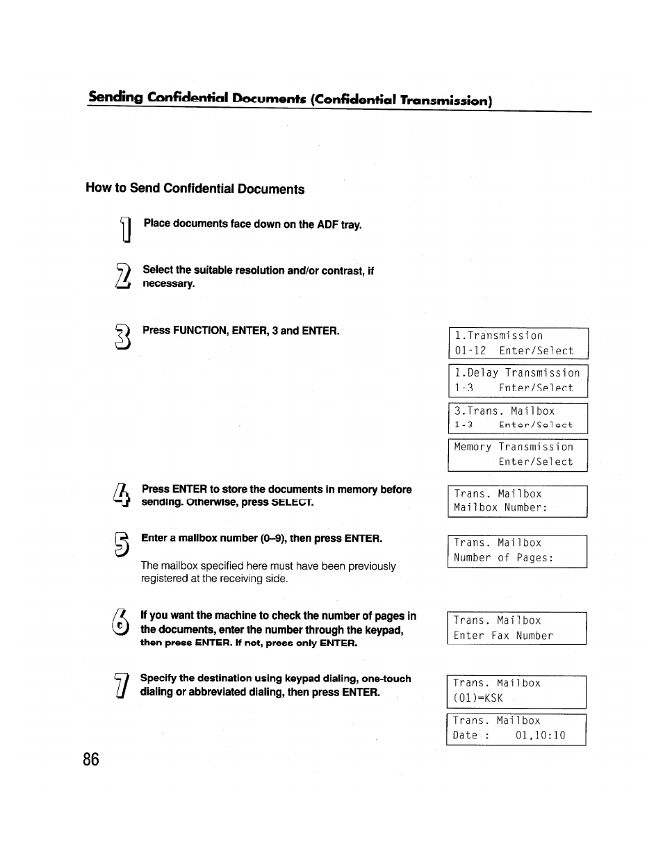 How to send confidential documents | Brother FAX-2000P User Manual | Page 98 / 162