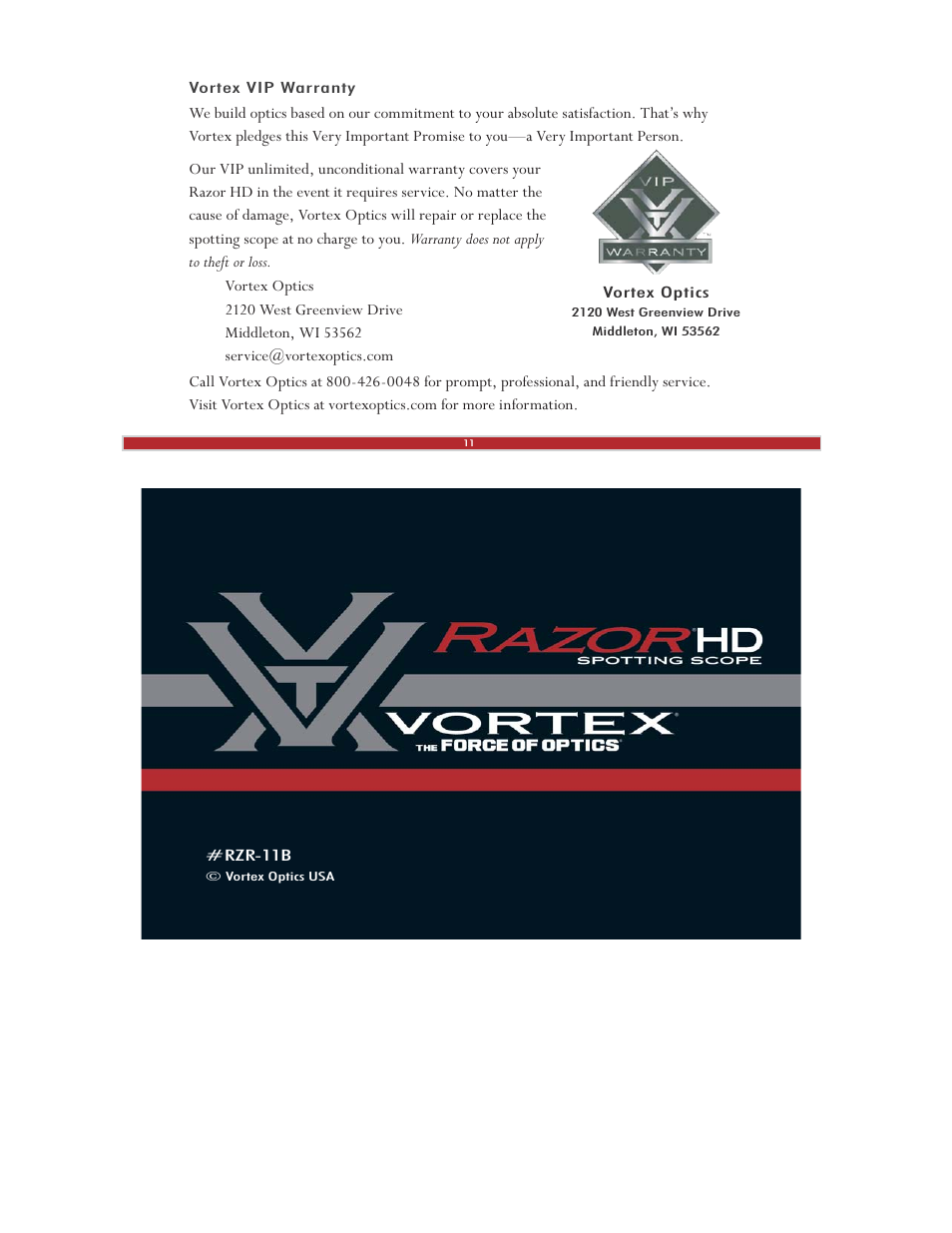 Vortex Optics RAZOR HD 20-60X85 SPOTTING SCOPE User Manual | Page 4 / 4