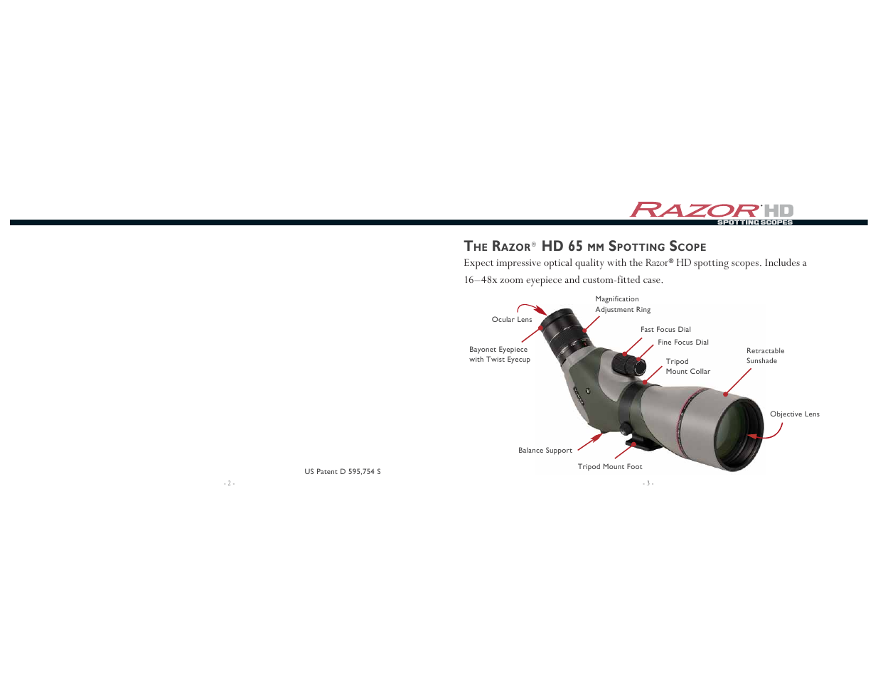 Hd 65 | Vortex Optics RAZOR HD 16-48X65 SPOTTING SCOPE User Manual | Page 2 / 7