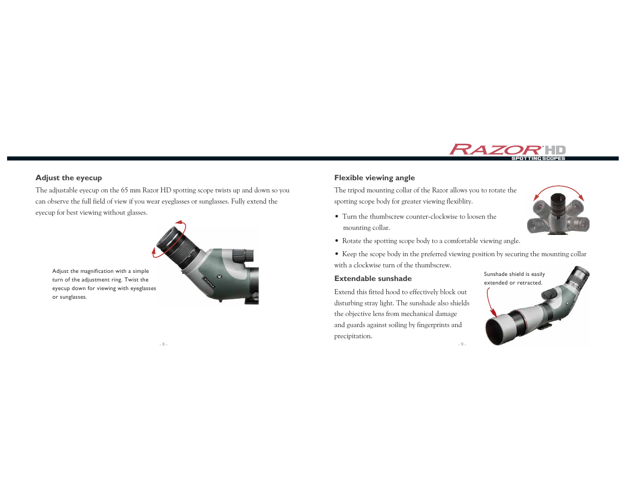 Vortex Optics RAZOR HD 16-48X65 SPOTTING SCOPE User Manual | Page 5 / 7