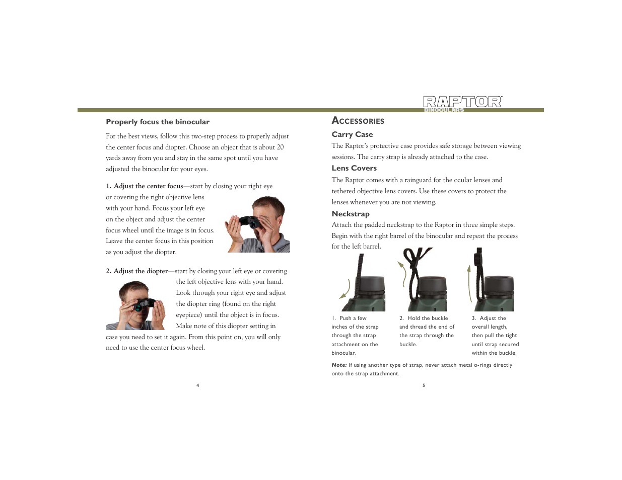 Vortex Optics RAPTOR 8.5X32 PORRO PRISM BINOCULAR User Manual | Page 3 / 5