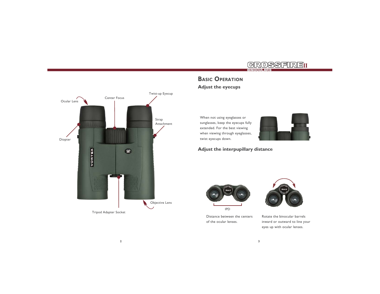 Vortex Optics CROSSFIRE II 10X42 ROOF PRISM BINOCULAR User Manual | Page 2 / 5