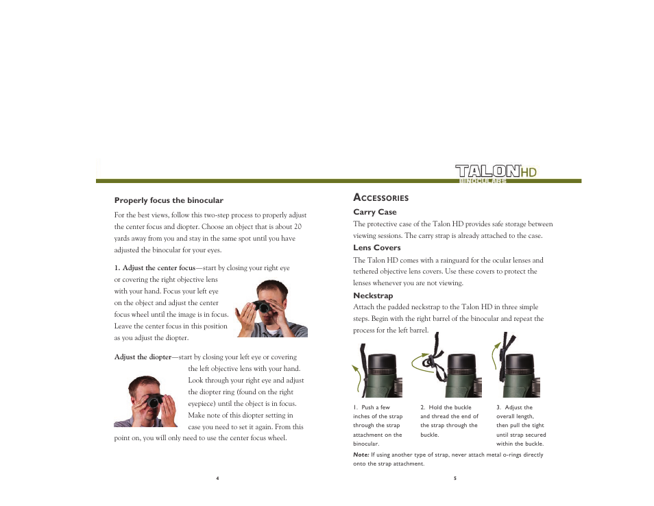 Vortex Optics TALON HD 10X42 ROOF PRISM BINOCULAR User Manual | Page 3 / 5