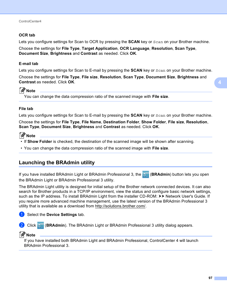 Launching the bradmin utility | Brother DCP-8155DN User Manual | Page 105 / 271