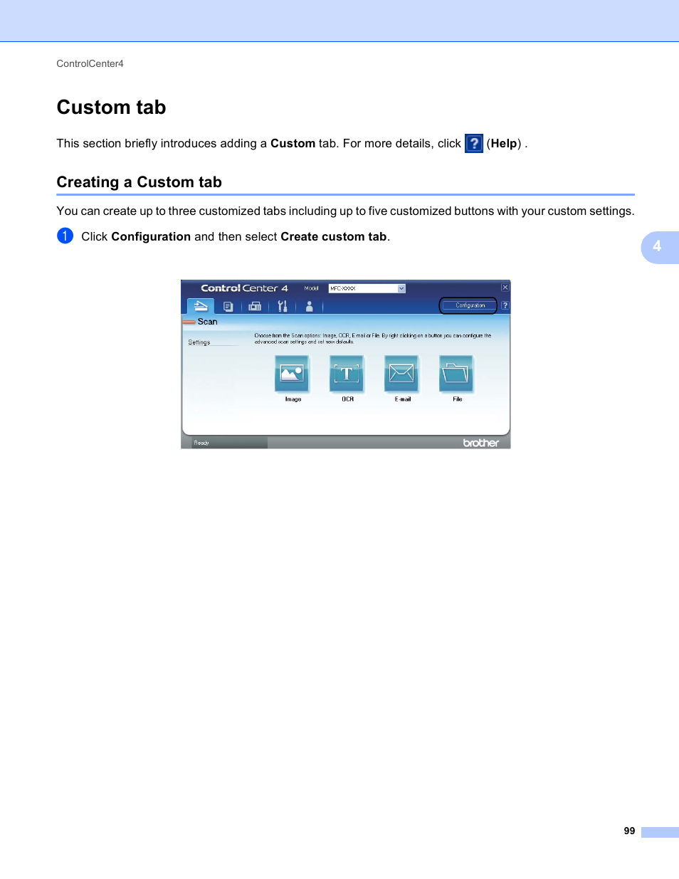 Custom tab, Creating a custom tab | Brother DCP-8155DN User Manual | Page 107 / 271