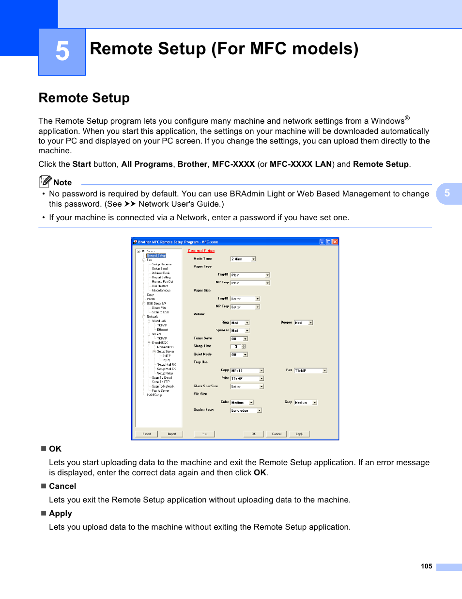 5 remote setup (for mfc models), Remote setup, Remote setup (for mfc models) | Brother DCP-8155DN User Manual | Page 113 / 271