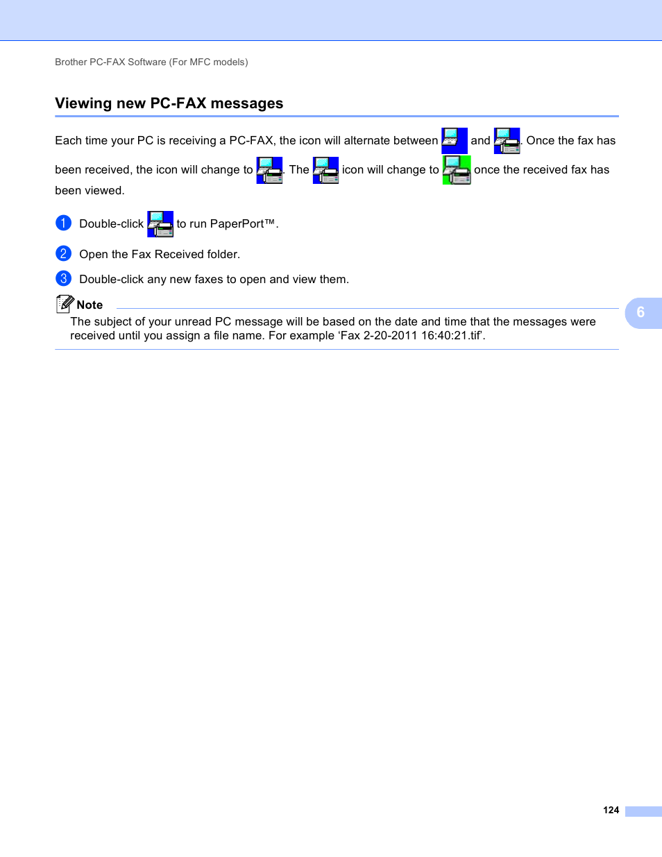 Viewing new pc-fax messages, 6viewing new pc-fax messages | Brother DCP-8155DN User Manual | Page 132 / 271