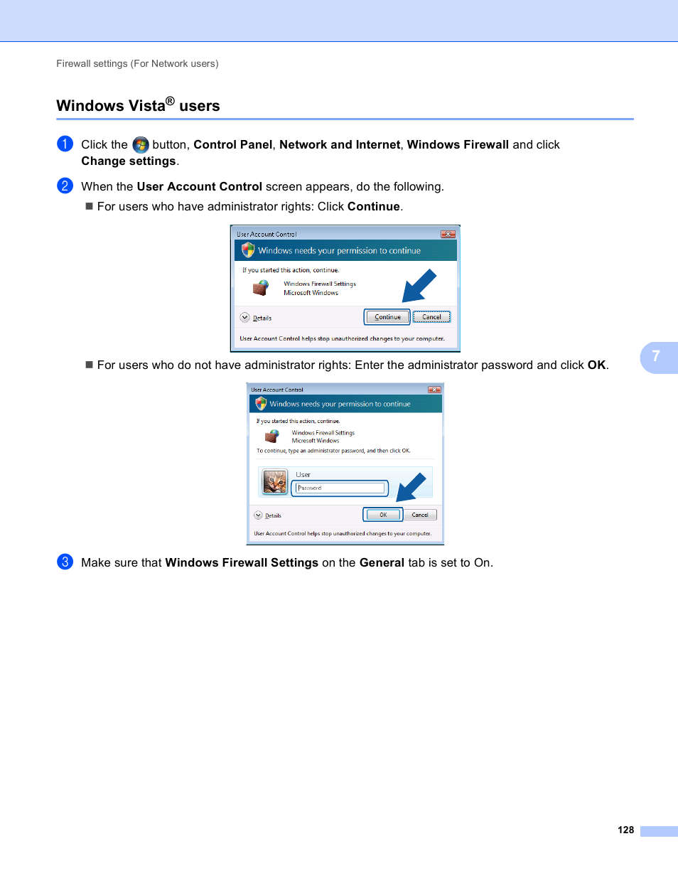Windows vista® users, Windows vista, Users | 7windows vista | Brother DCP-8155DN User Manual | Page 136 / 271