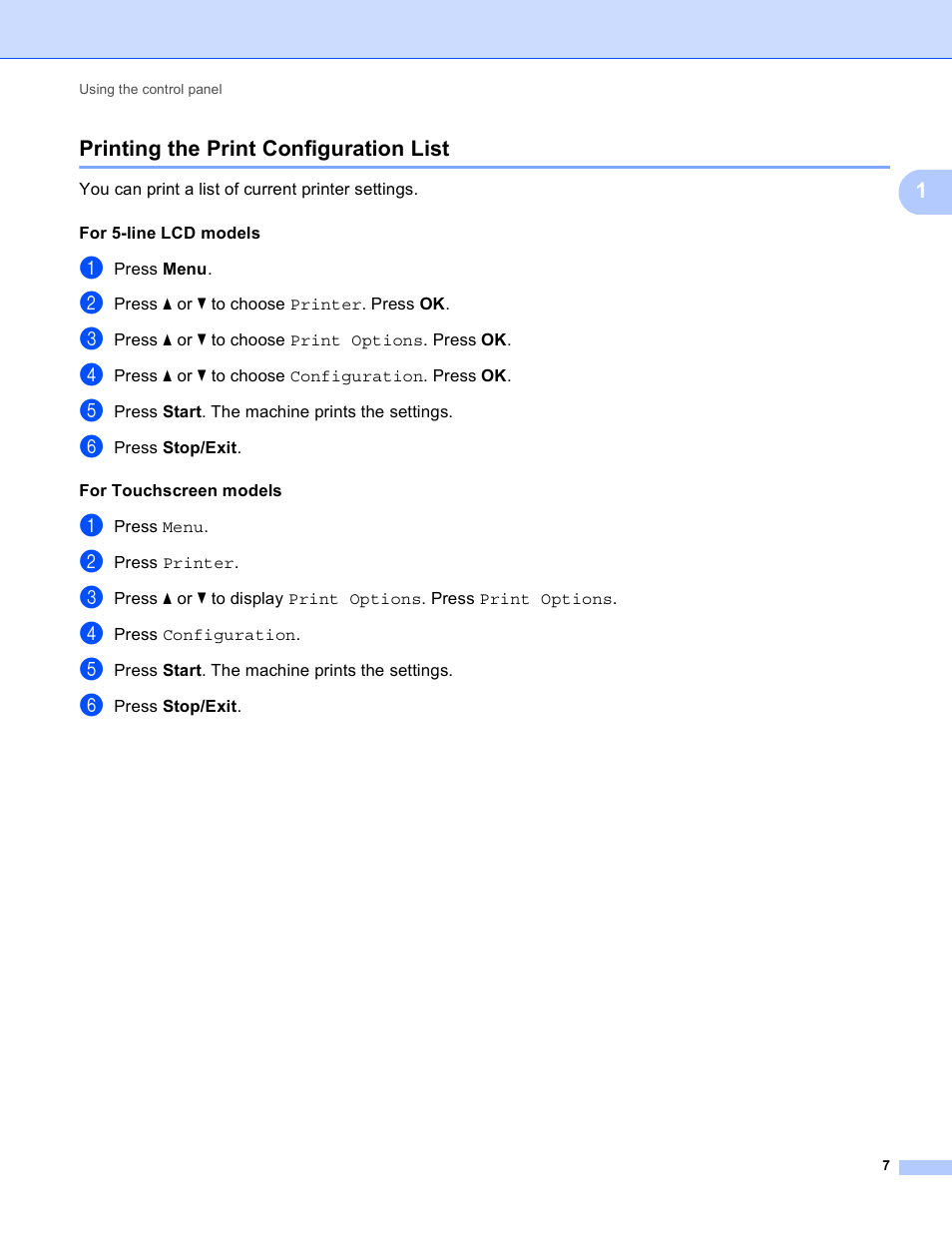 Printing the print configuration list | Brother DCP-8155DN User Manual | Page 15 / 271