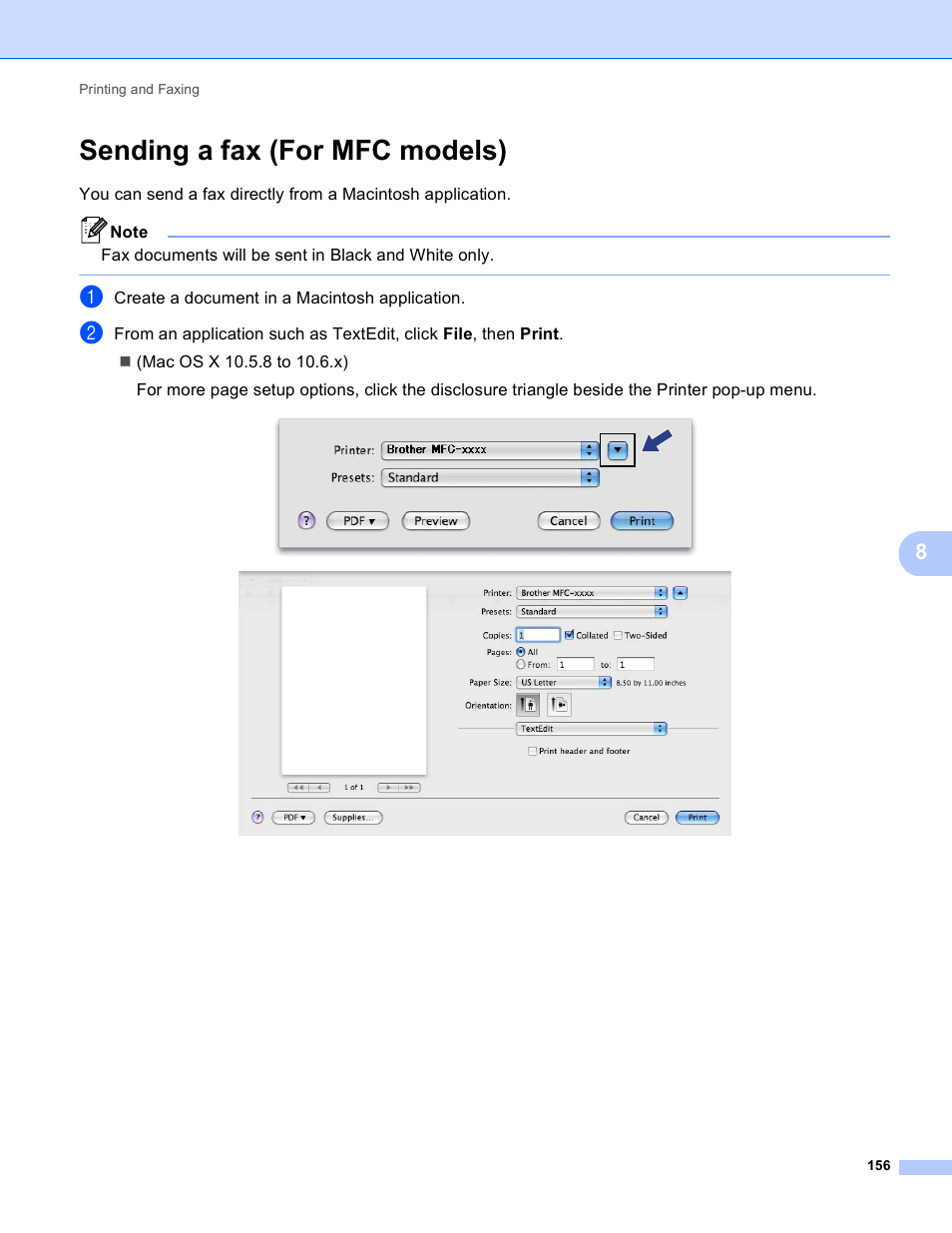 Sending a fax (for mfc models) | Brother DCP-8155DN User Manual | Page 164 / 271
