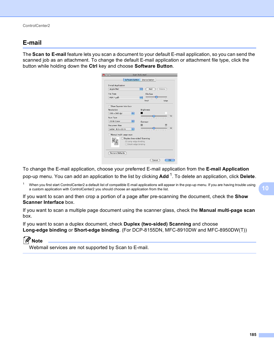 E-mail, 10 e-mail | Brother DCP-8155DN User Manual | Page 193 / 271