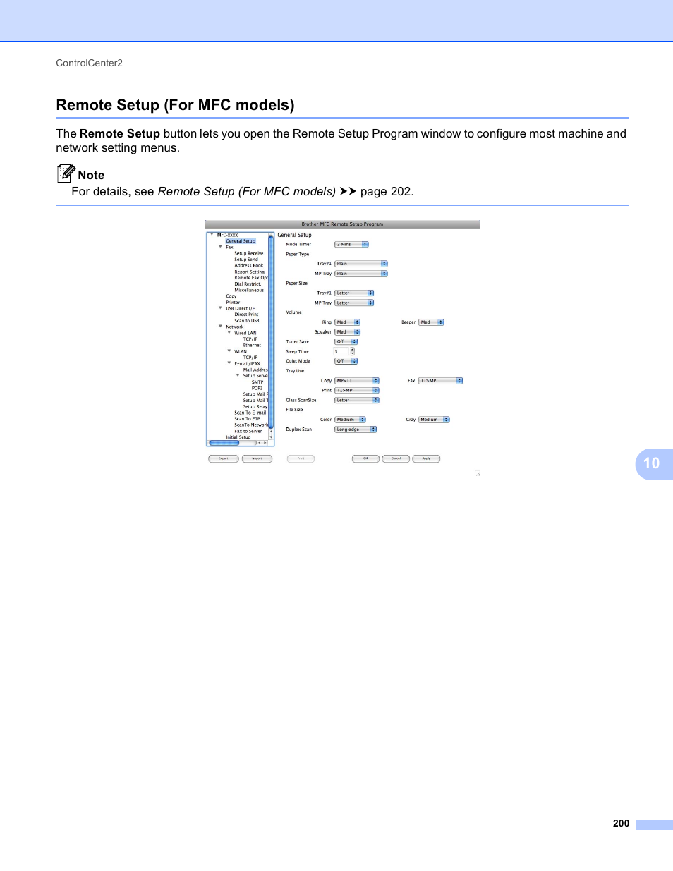 Remote setup (for mfc models), 10 remote setup (for mfc models) | Brother DCP-8155DN User Manual | Page 208 / 271