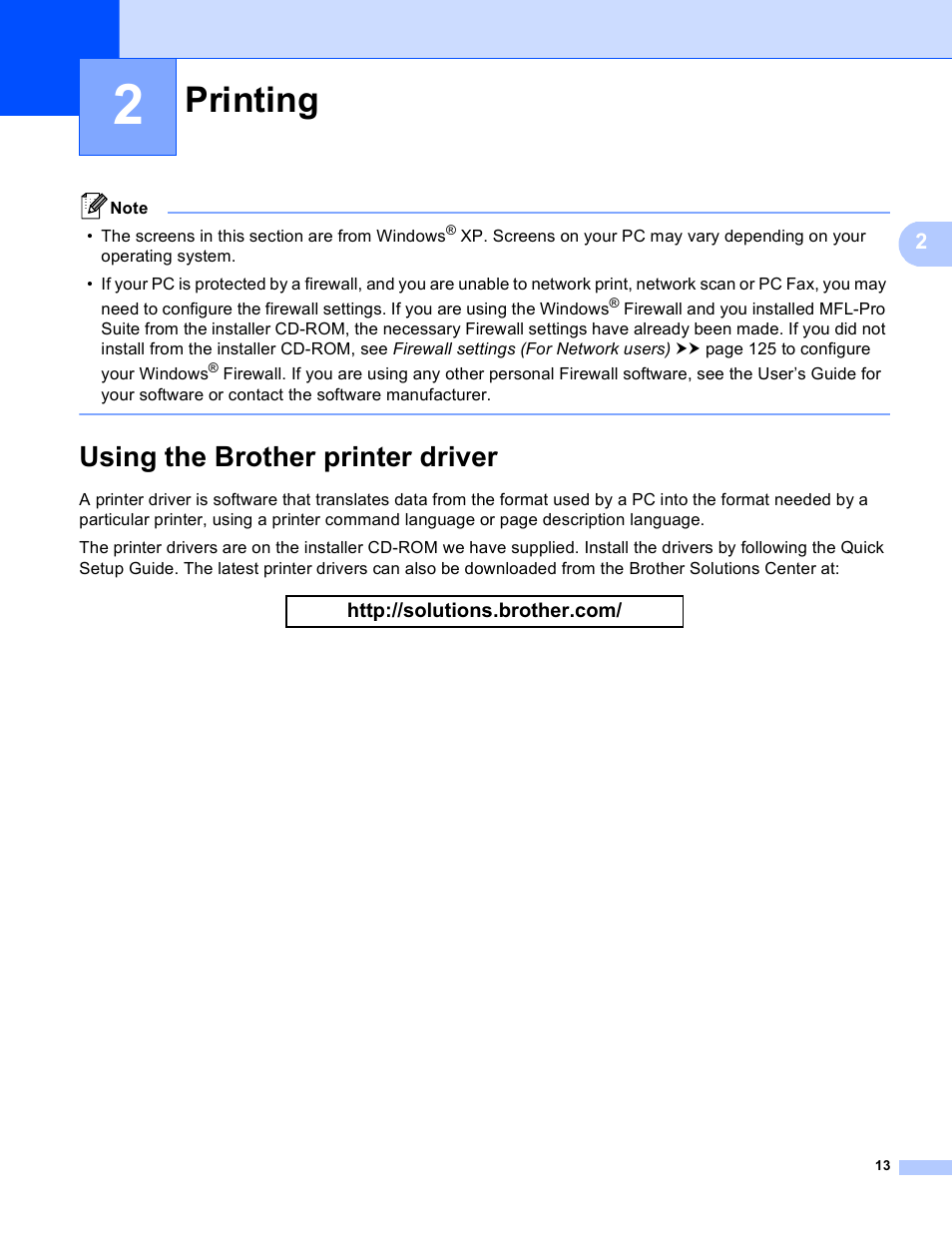 2 printing, Using the brother printer driver, Printing | Brother DCP-8155DN User Manual | Page 21 / 271