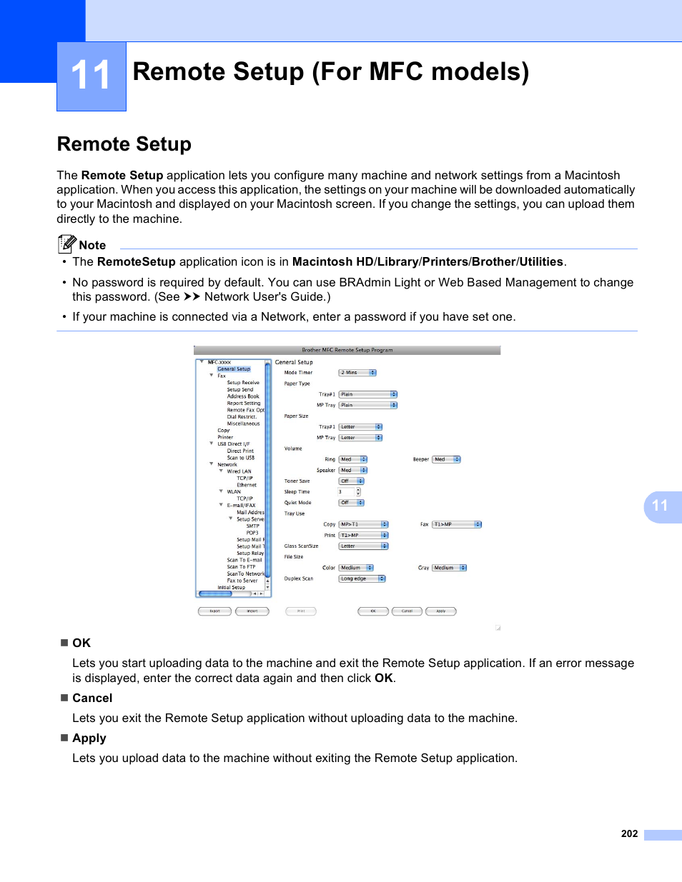 11 remote setup (for mfc models), Remote setup, Remote setup (for mfc models) | Brother DCP-8155DN User Manual | Page 210 / 271