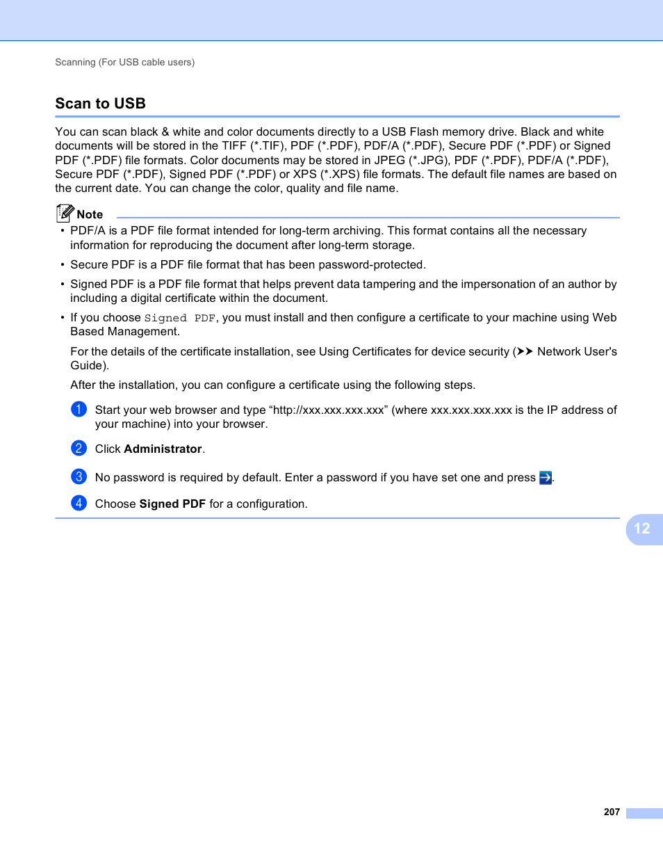 Scan to usb, 12 scan to usb | Brother DCP-8155DN User Manual | Page 215 / 271