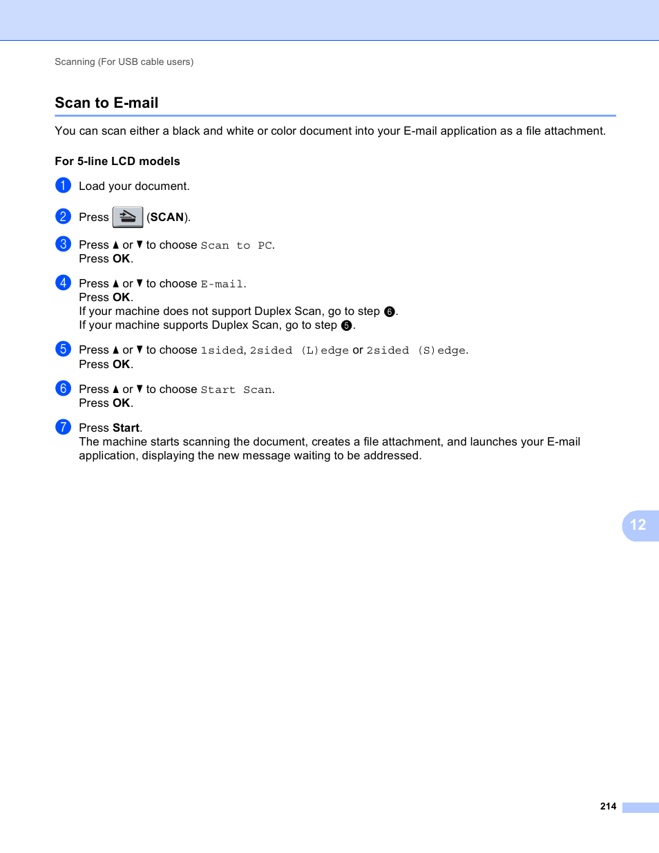 Scan to e-mail, 12 scan to e-mail | Brother DCP-8155DN User Manual | Page 222 / 271