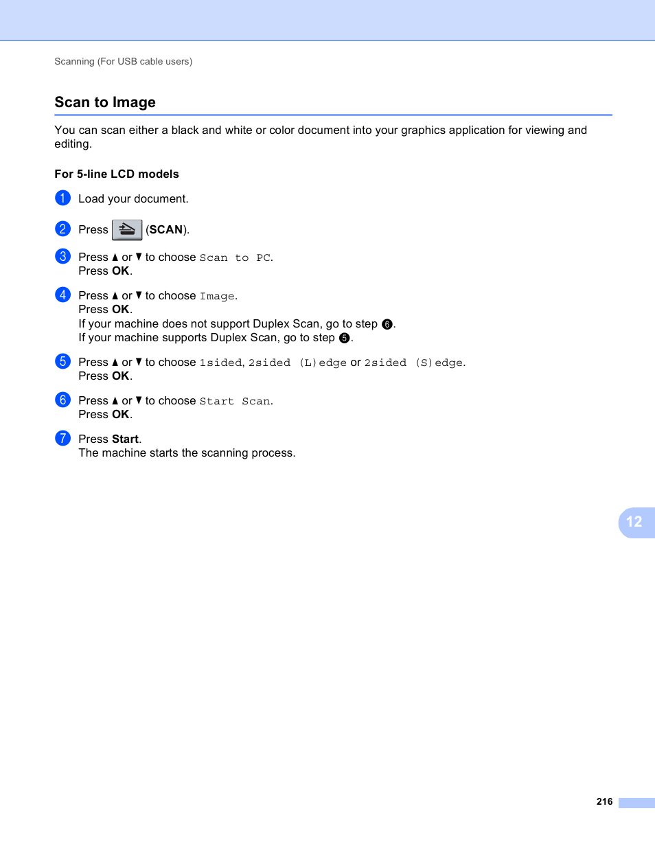 Scan to image, 12 scan to image | Brother DCP-8155DN User Manual | Page 224 / 271