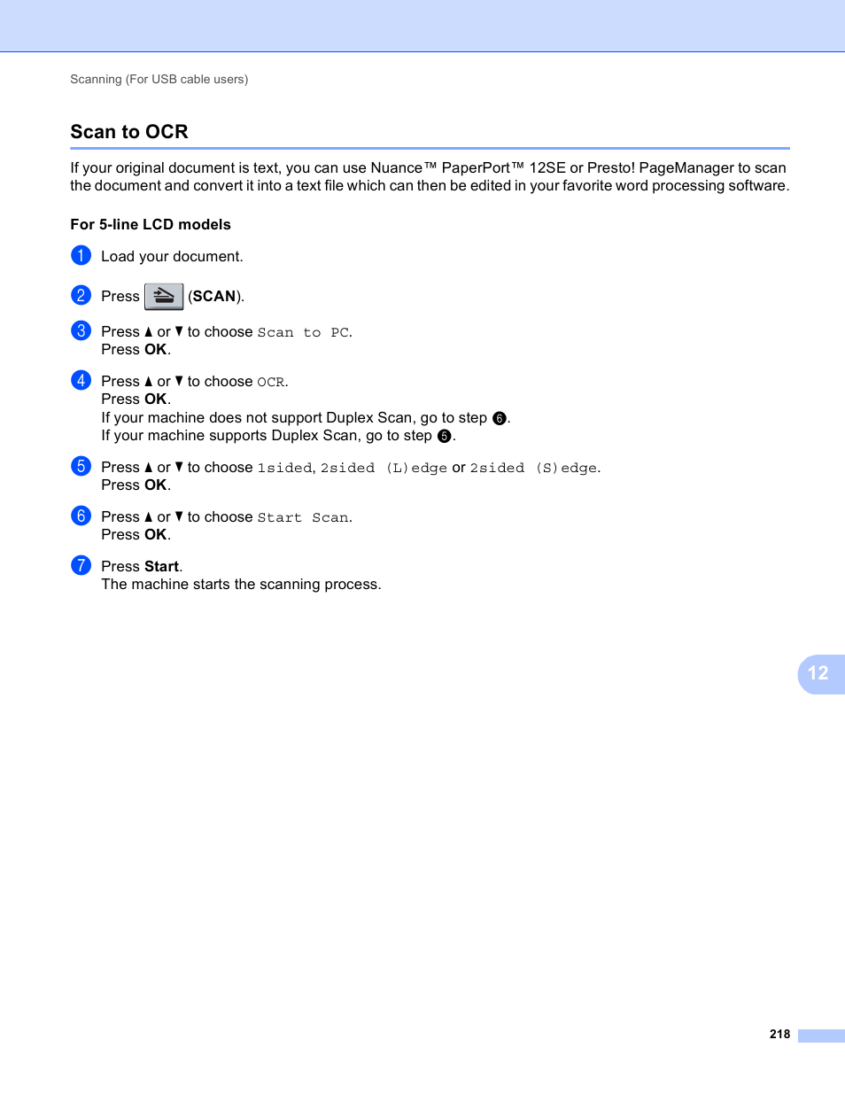 Scan to ocr, 12 scan to ocr | Brother DCP-8155DN User Manual | Page 226 / 271