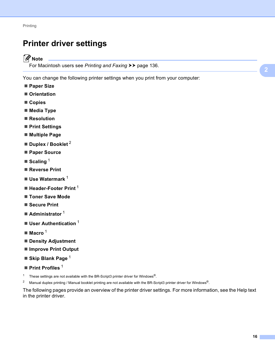 Printer driver settings | Brother DCP-8155DN User Manual | Page 24 / 271