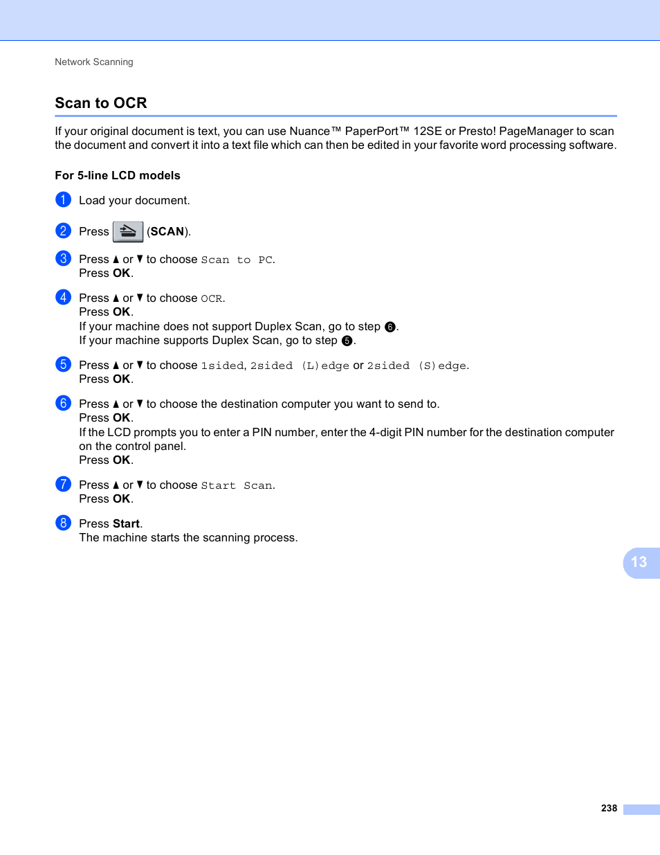 Scan to ocr | Brother DCP-8155DN User Manual | Page 246 / 271
