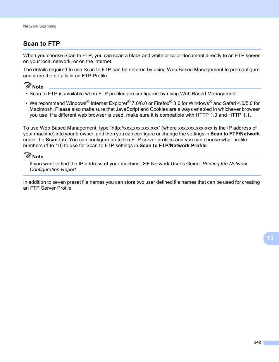 Scan to ftp, 13 scan to ftp | Brother DCP-8155DN User Manual | Page 250 / 271