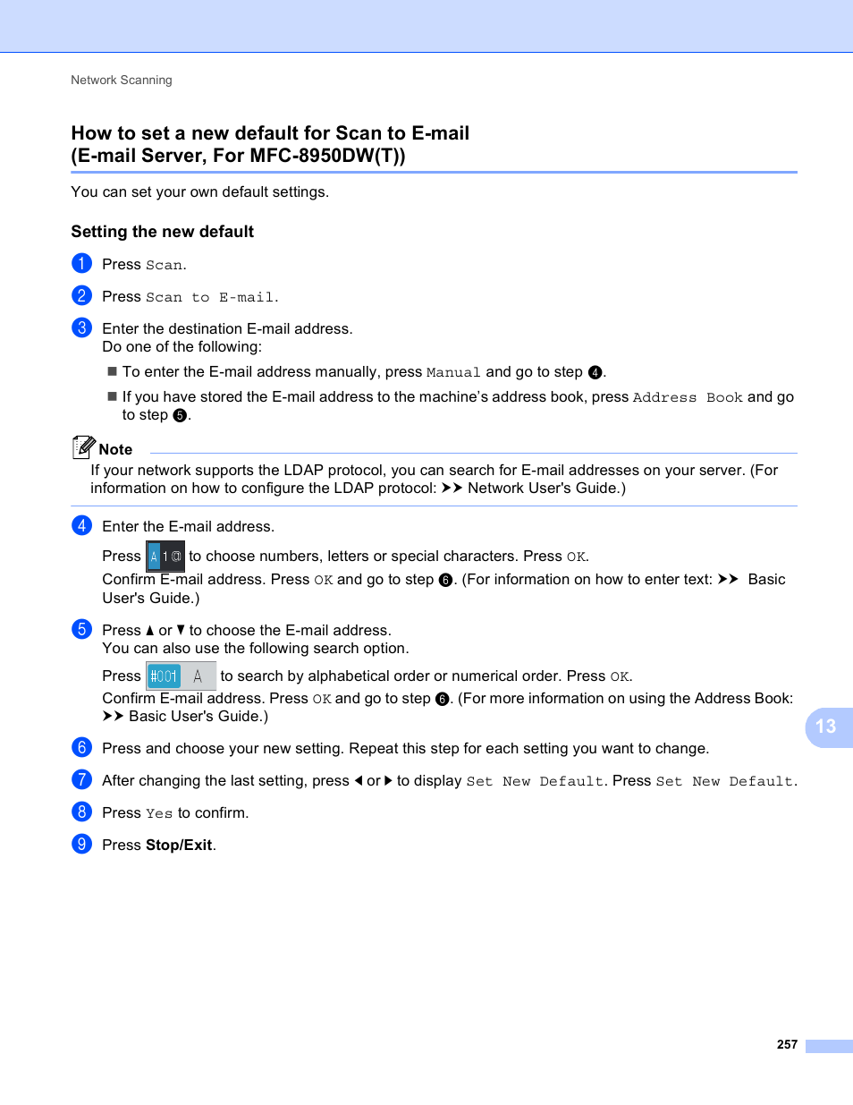Setting the new default | Brother DCP-8155DN User Manual | Page 265 / 271