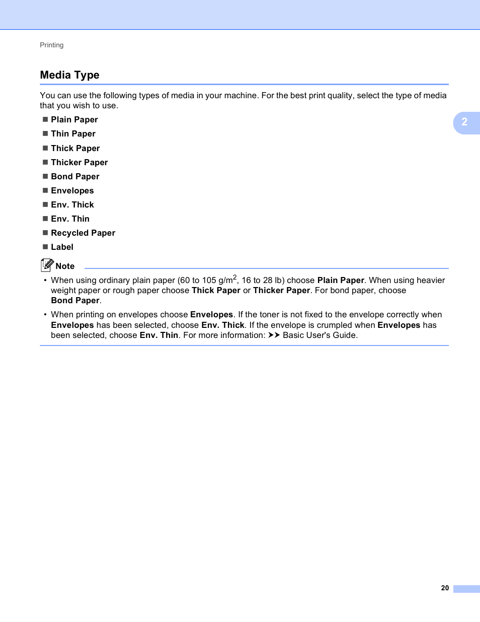 Media type, 2media type | Brother DCP-8155DN User Manual | Page 28 / 271