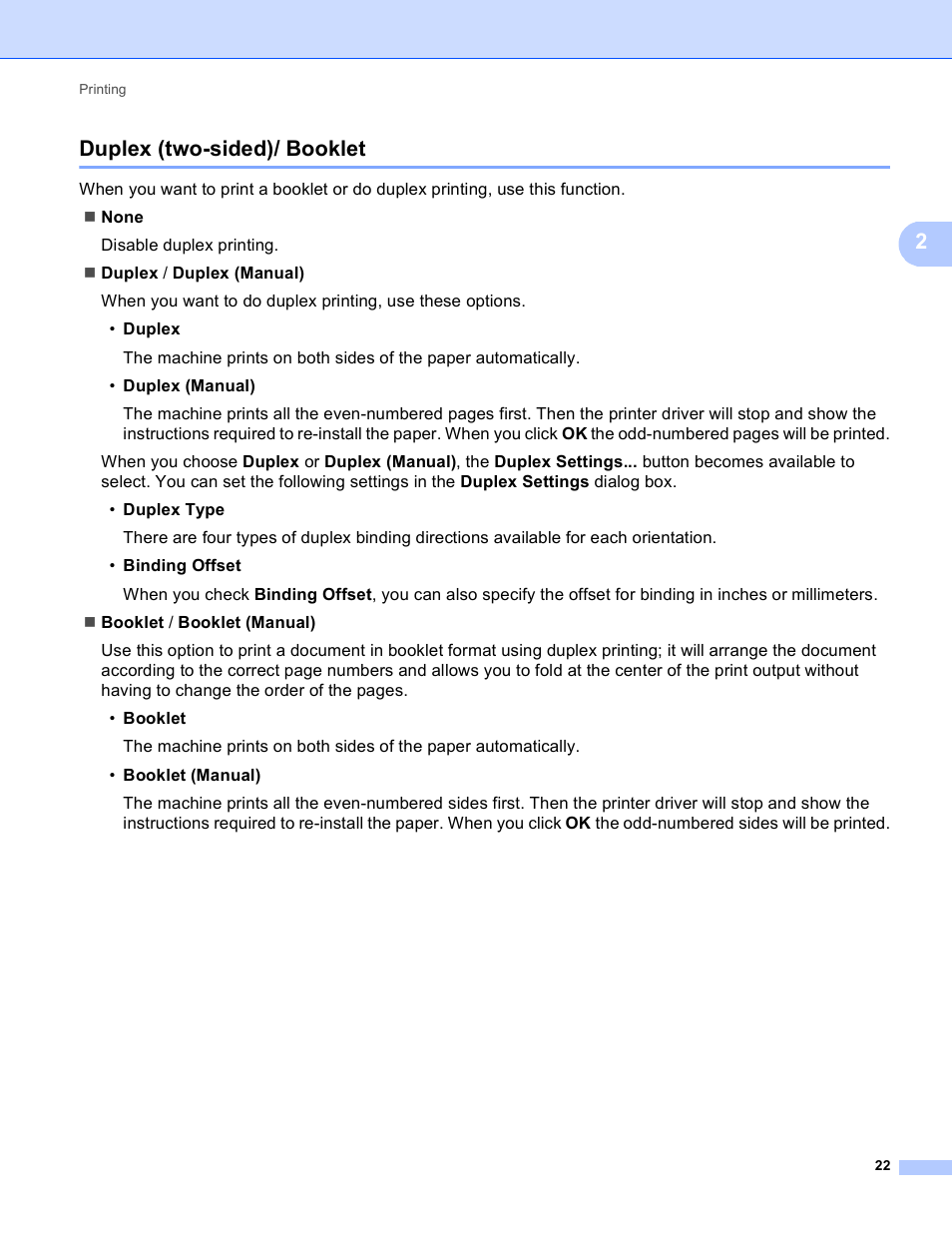 Duplex (two-sided)/ booklet, 2duplex (two-sided)/ booklet | Brother DCP-8155DN User Manual | Page 30 / 271