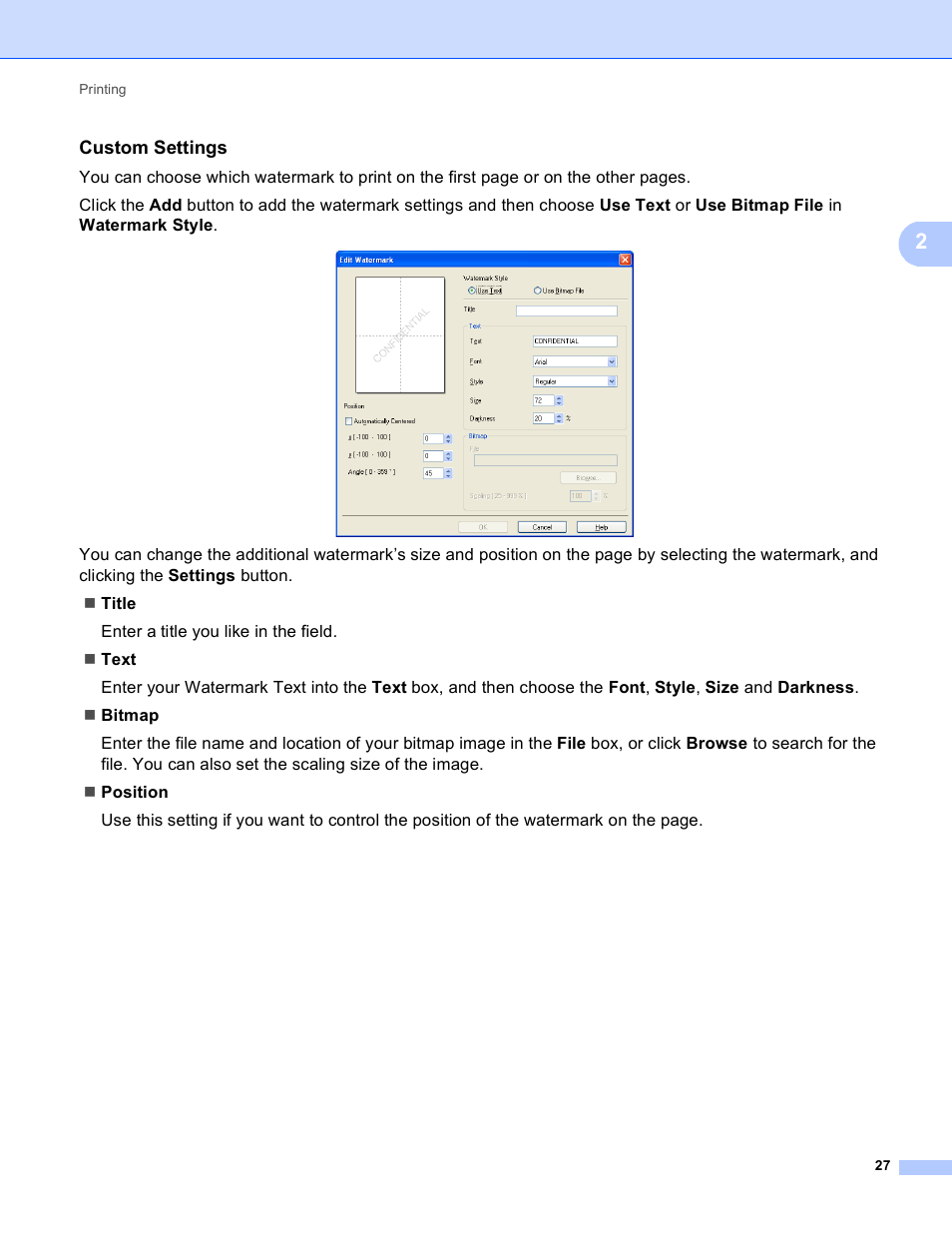 Custom settings | Brother DCP-8155DN User Manual | Page 35 / 271