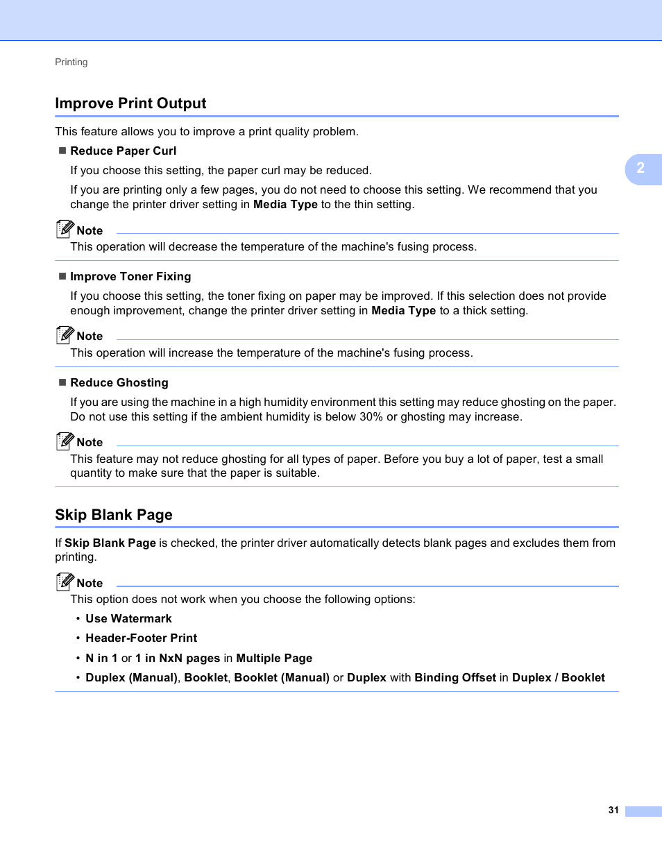 Improve print output, 2improve print output, Skip blank page | Brother DCP-8155DN User Manual | Page 39 / 271