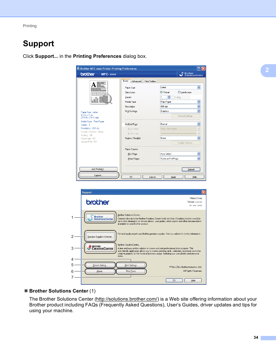 Support | Brother DCP-8155DN User Manual | Page 42 / 271