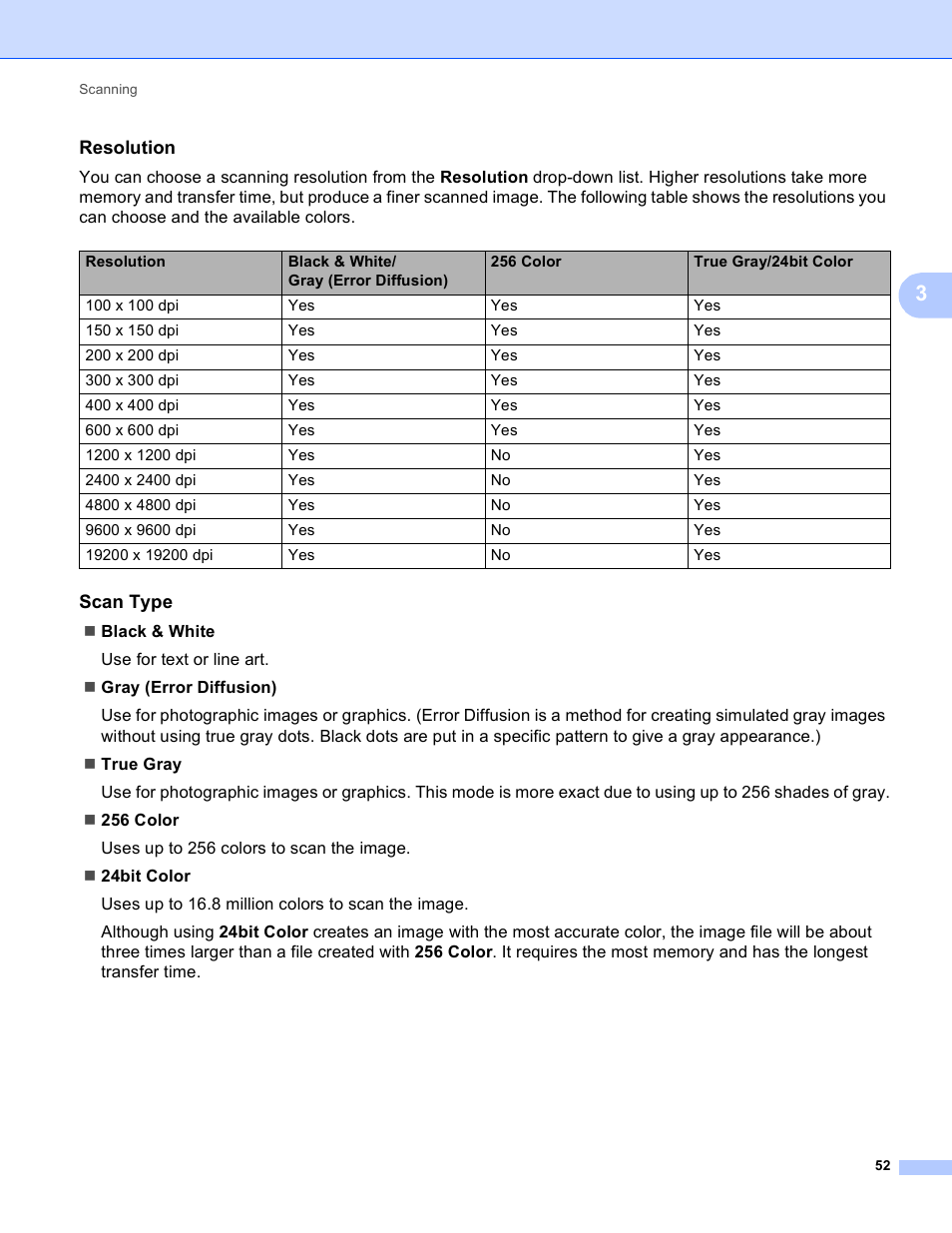 Resolution, Scan type | Brother DCP-8155DN User Manual | Page 60 / 271