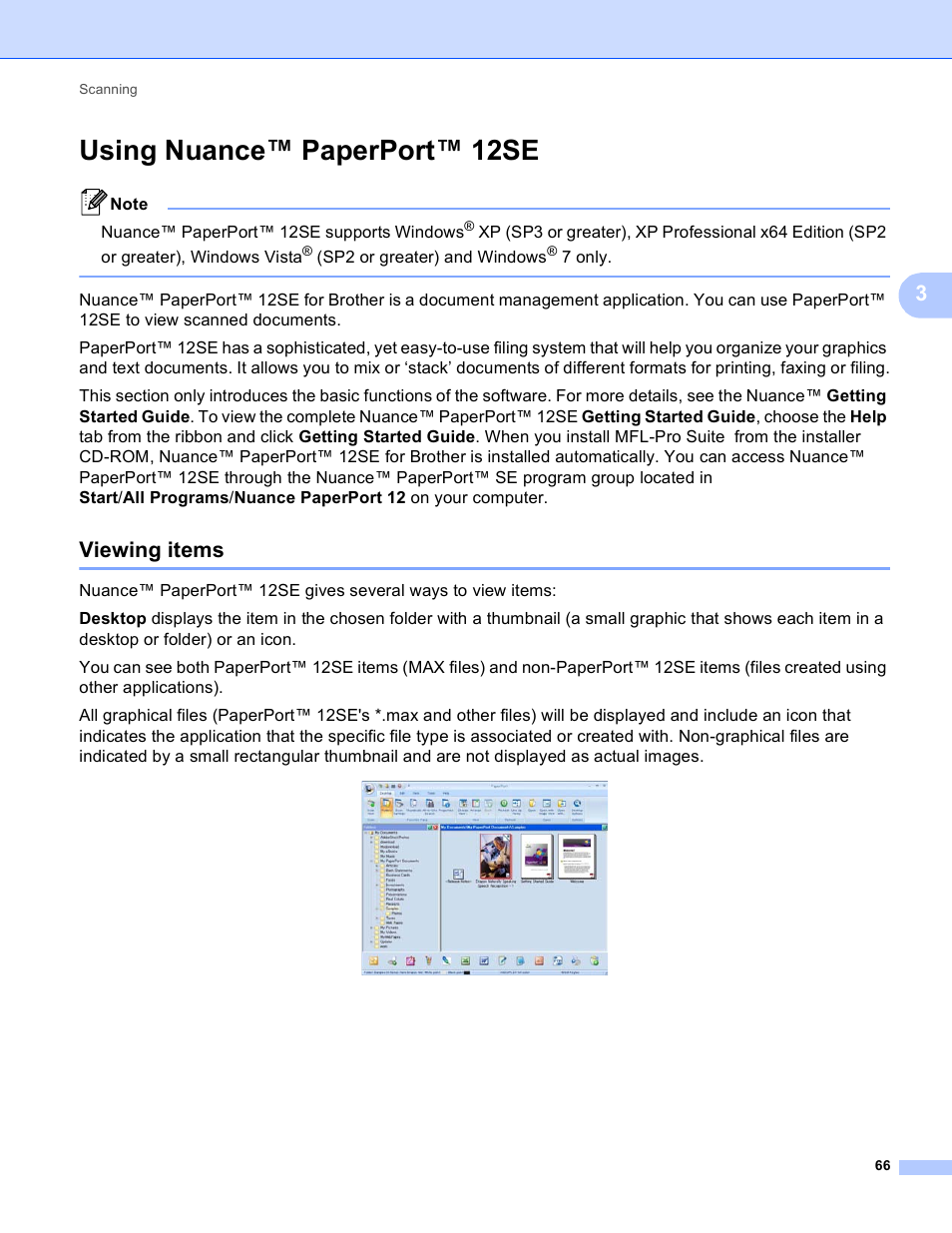 Using nuance™ paperport™ 12se, Viewing items | Brother DCP-8155DN User Manual | Page 74 / 271