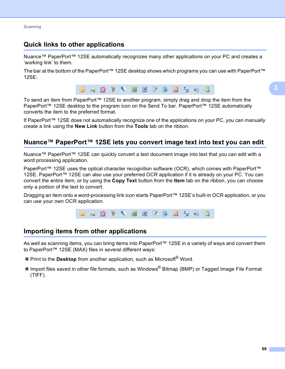 Quick links to other applications, Importing items from other applications, 3quick links to other applications | Brother DCP-8155DN User Manual | Page 76 / 271