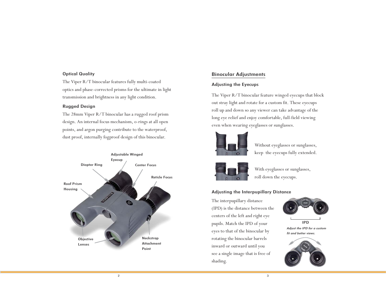 Vortex Optics VIPER R/T 8X28 TACTICAL BINOCULAR User Manual | Page 2 / 8
