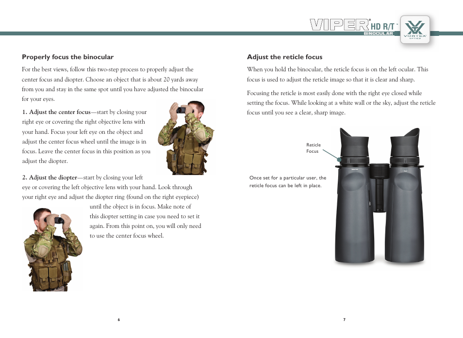 Hd r/t | Vortex Optics VIPER HD 10X50 R/T TACTICAL ROOF PRISM BINOCULAR — R/T Ranging Reticle User Manual | Page 4 / 9