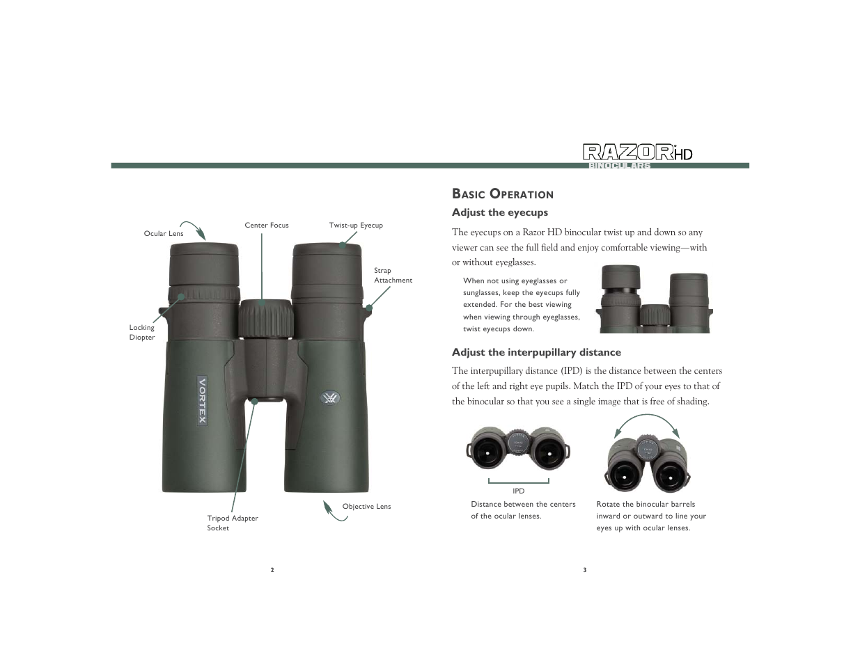Vortex Optics RAZOR HD 12X50 ROOF PRISM BINOCULAR User Manual | Page 2 / 5