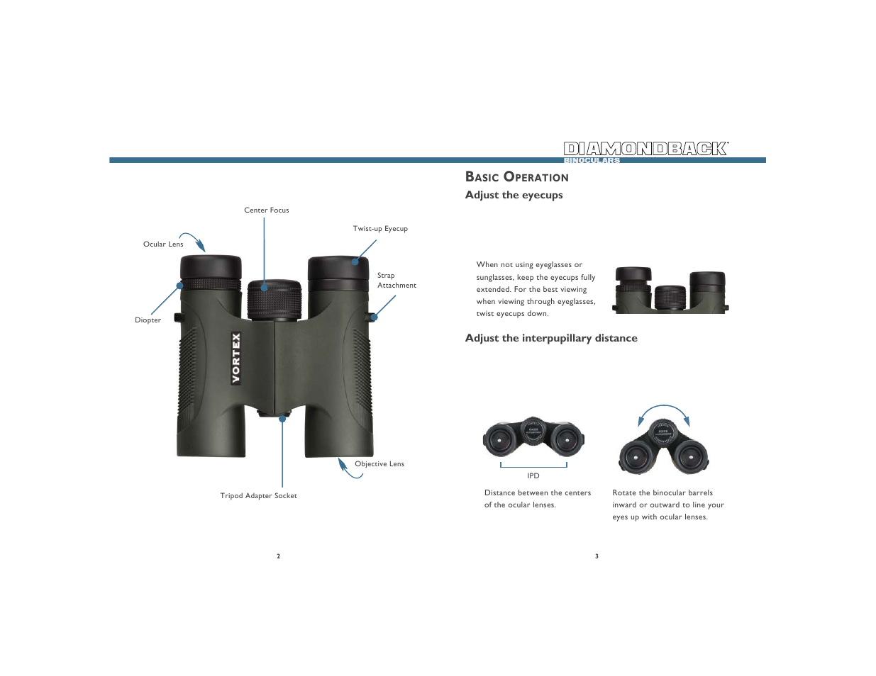 Vortex Optics DIAMONDBACK 10X28 ROOF PRISM BINOCULAR User Manual | Page 2 / 5