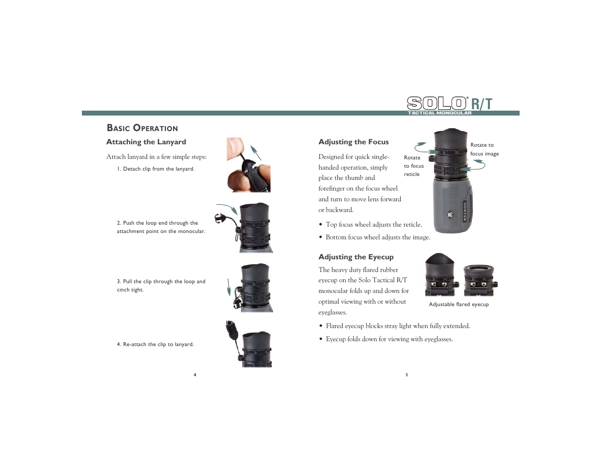 Solo, Solo r/ t | Vortex Optics SOLO TACTICAL R/T 8X36 MONOCULAR WITH RETICLE FOCUS User Manual | Page 3 / 8