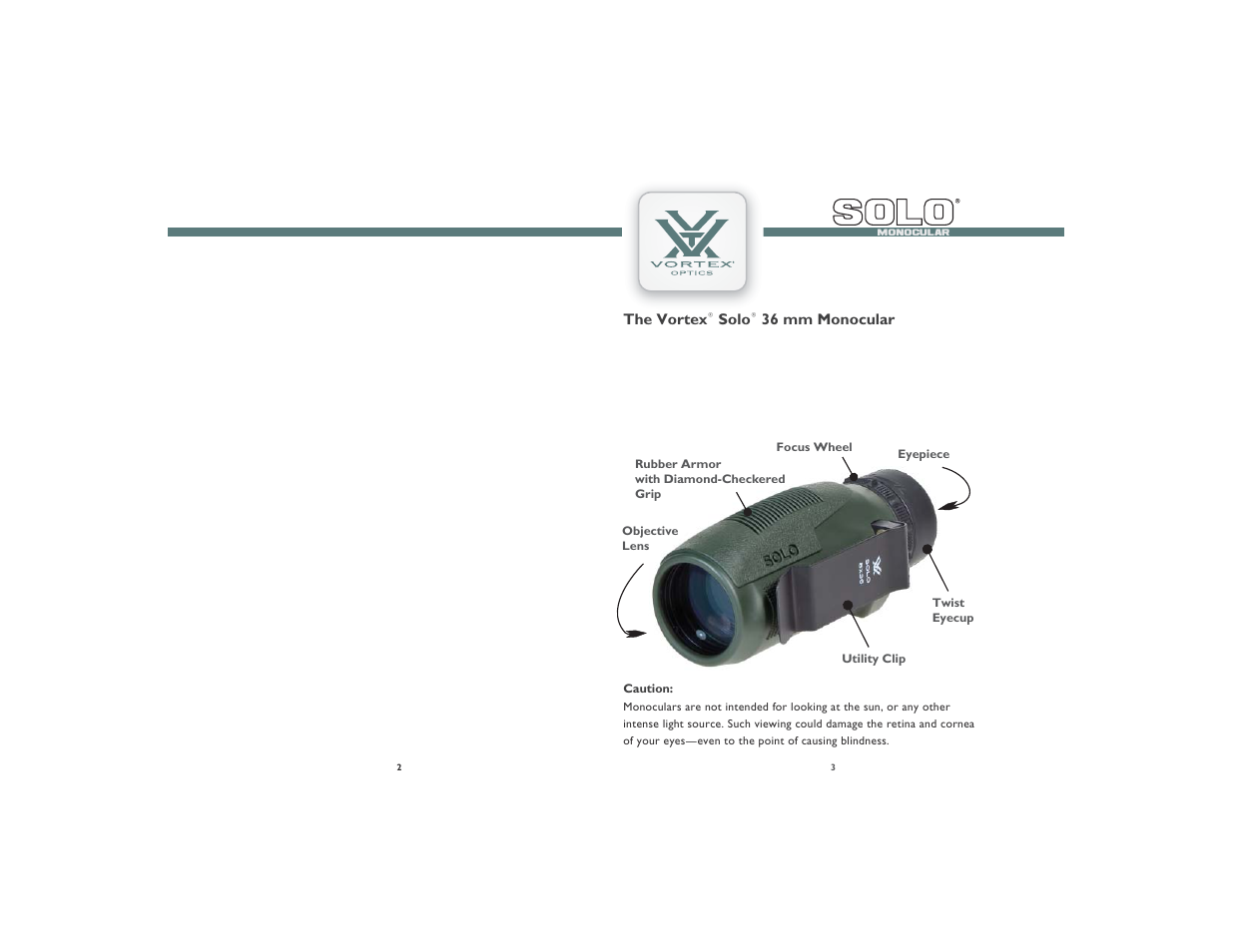 Solo solo | Vortex Optics SOLO 10X36 MONOCULAR User Manual | Page 2 / 5