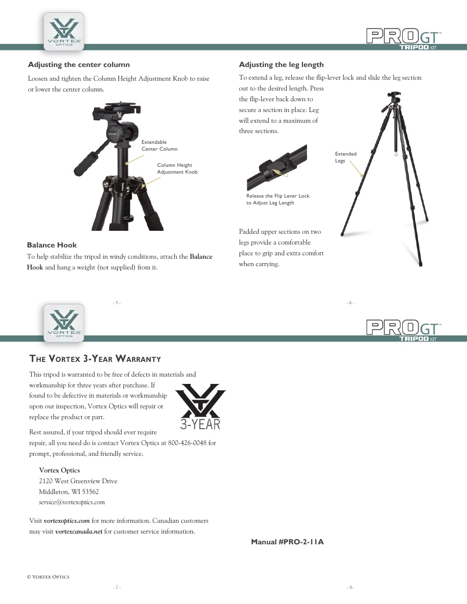 Vortex Optics PRO GT TRIPOD User Manual | Page 2 / 2