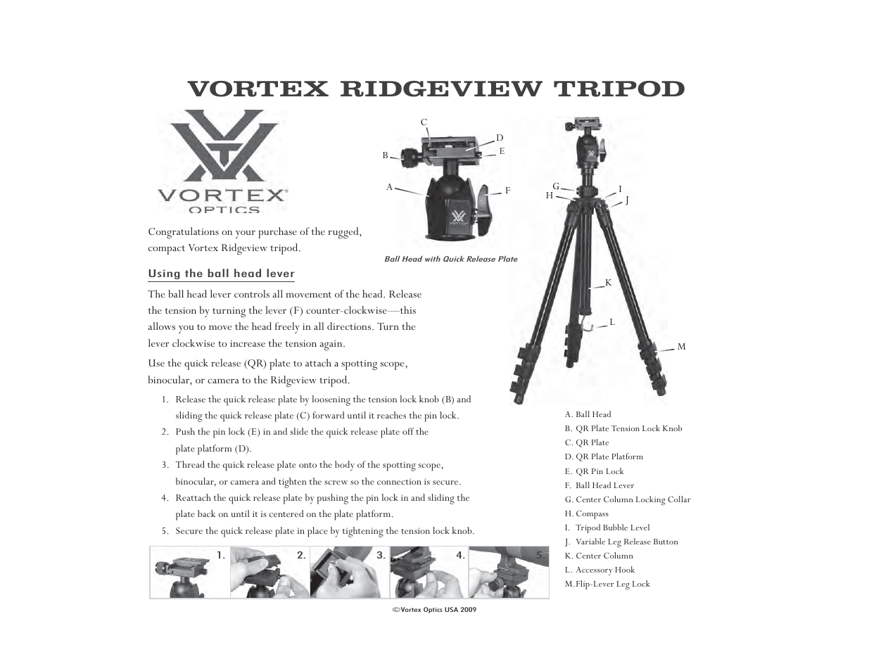 Vortex Optics RIDGEVIEW TRIPOD KIT User Manual | 2 pages