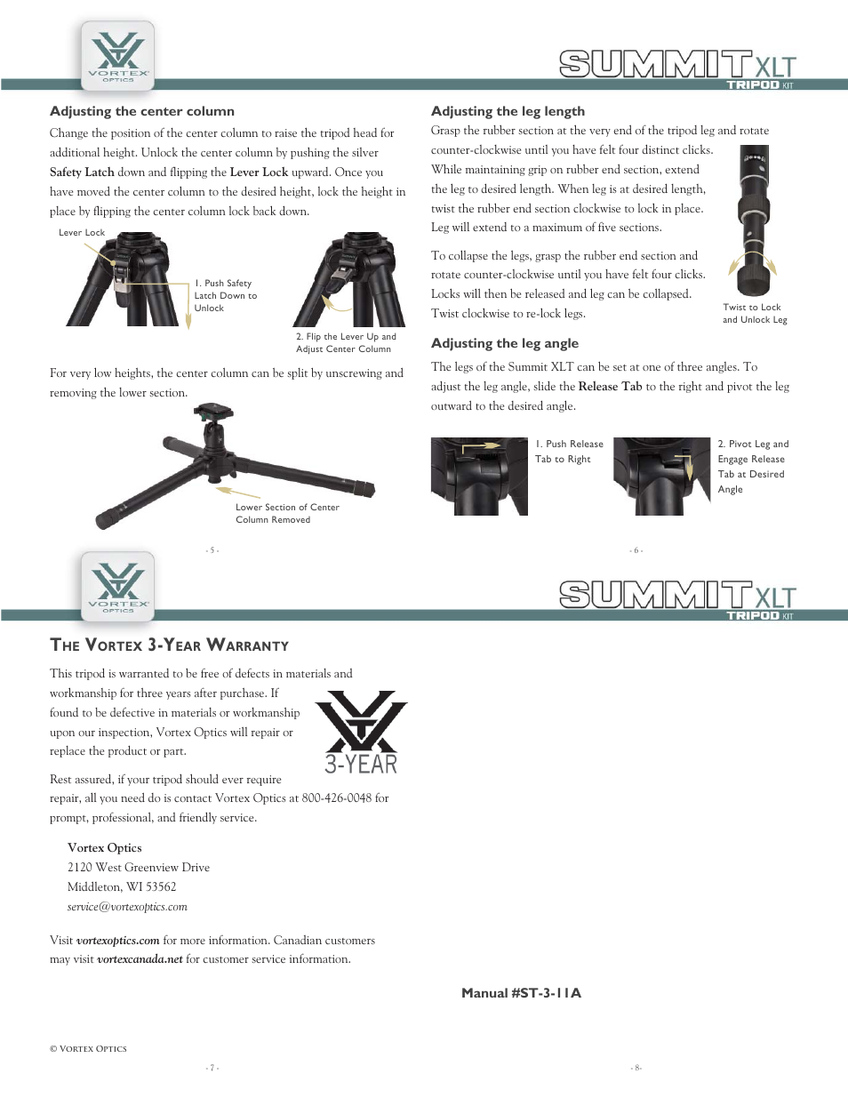 Vortex Optics SUMMIT XLT TRIPOD User Manual | Page 2 / 2