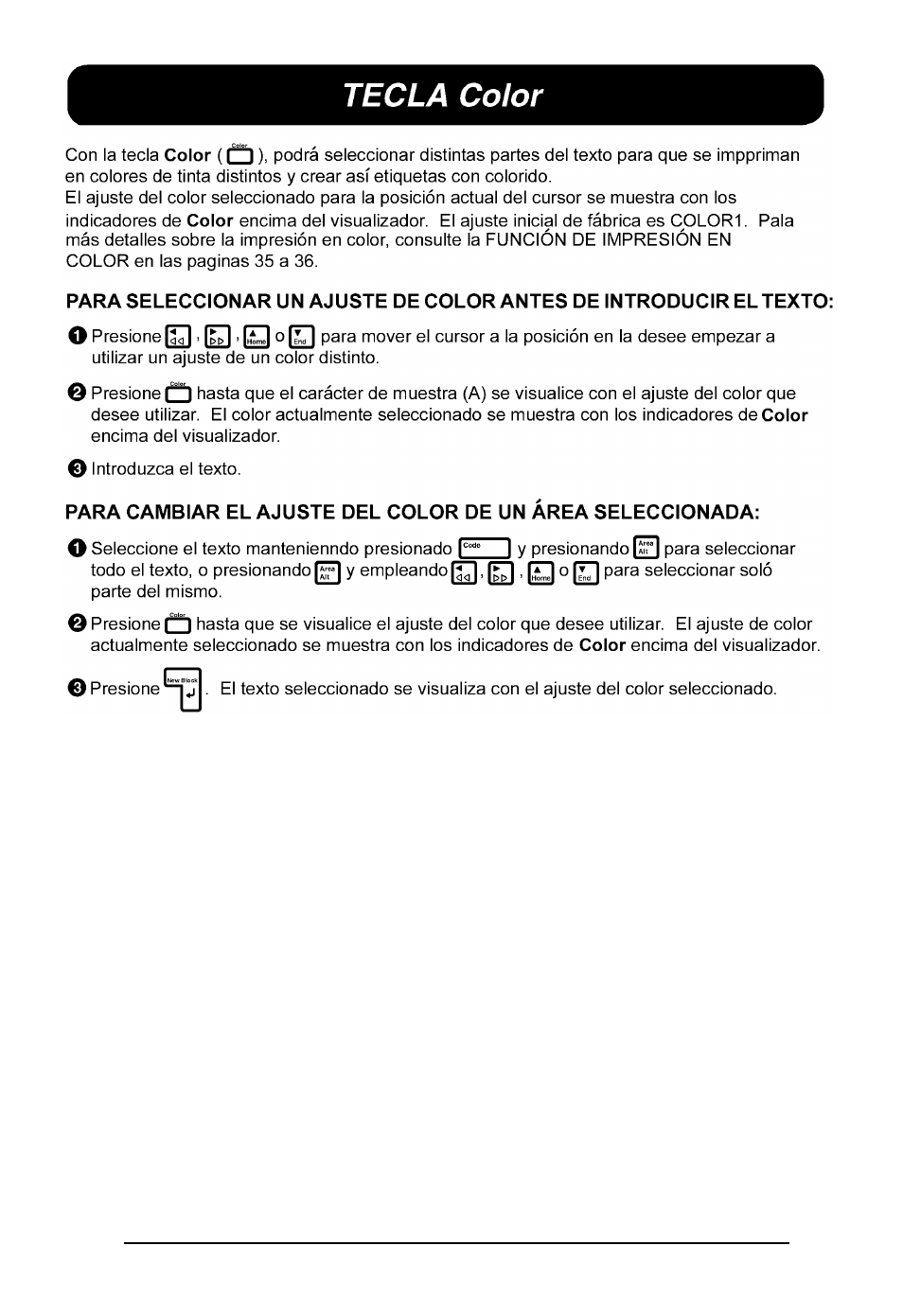 Tecla color | Brother P-TOUCH 530 User Manual | Page 189 / 210